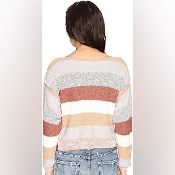 Free People Womens Candyland Pullover Cream and Grey Size Small - Picture 2 of 8